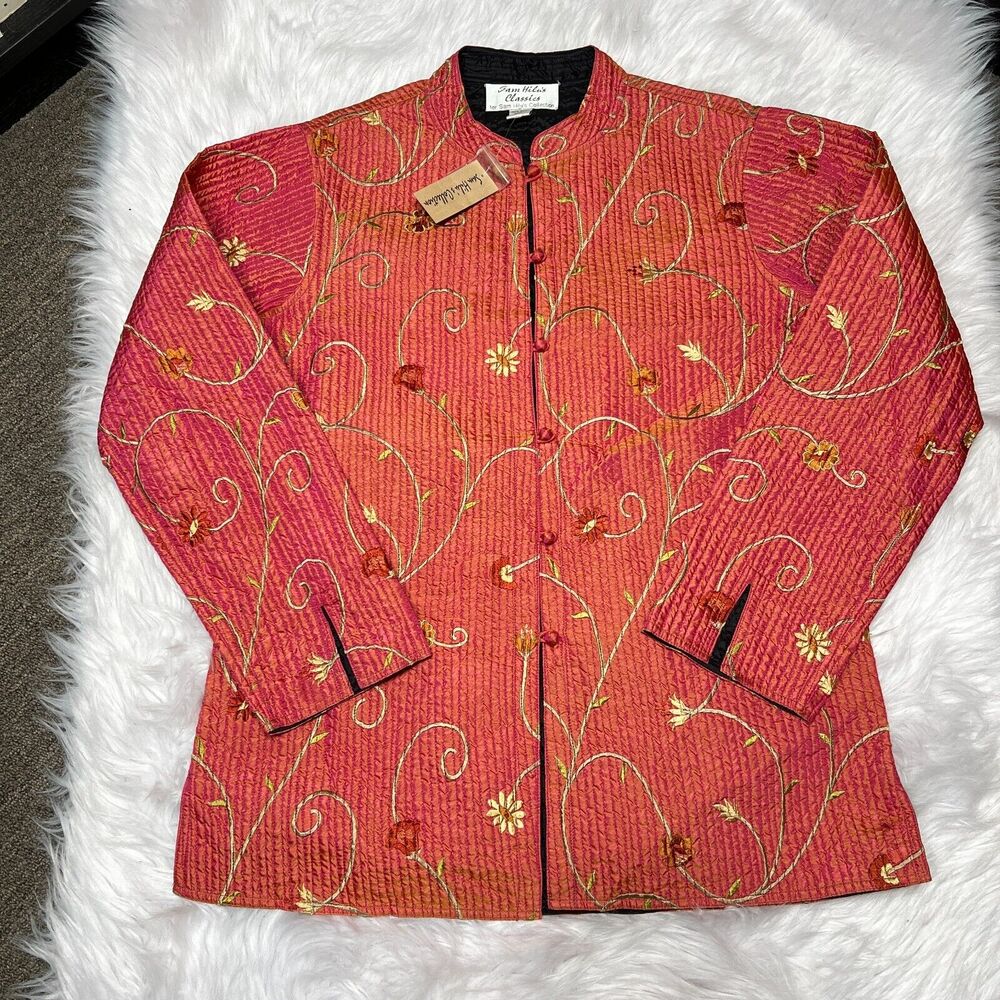 SAM HILU'S CLASSICS REVERSIBLE QUILTED JACKET FLORAL METALLIC PINK / BLACK